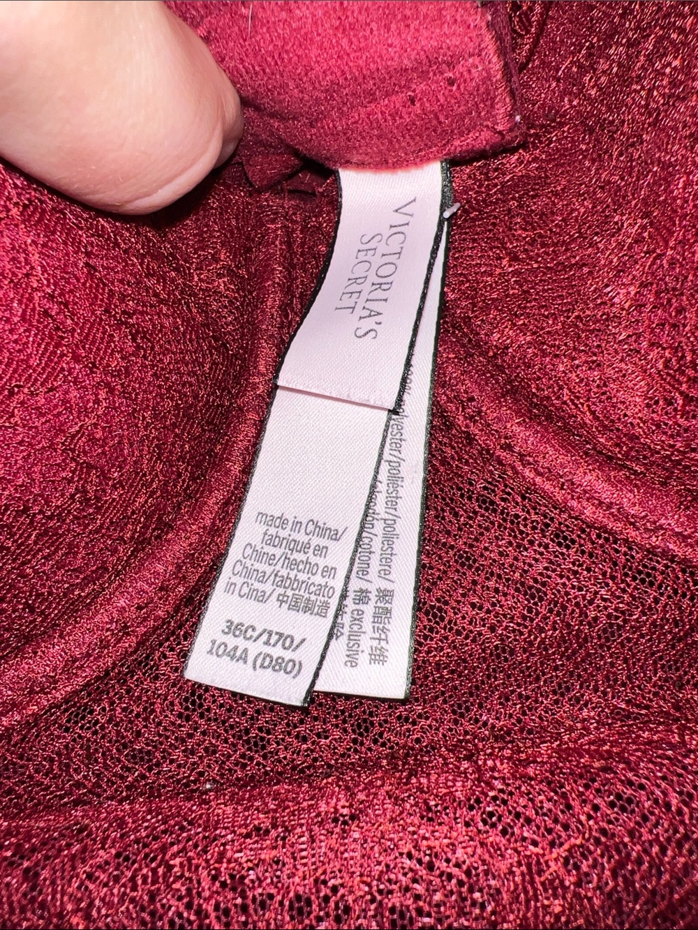 Victoria's Secret Burgundy Lace & Mesh Long Sleeve Bodysuit [36C] - Picture 8 of 11